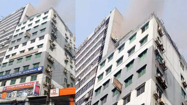 রাজধানীর বাংলামোটরে রাহাত টাওয়ারে আগুন