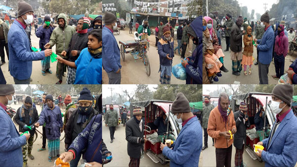রাণীশংকৈলে উপজেলা প্রশাসনের পক্ষ থেকে মাস্ক বিতরণ