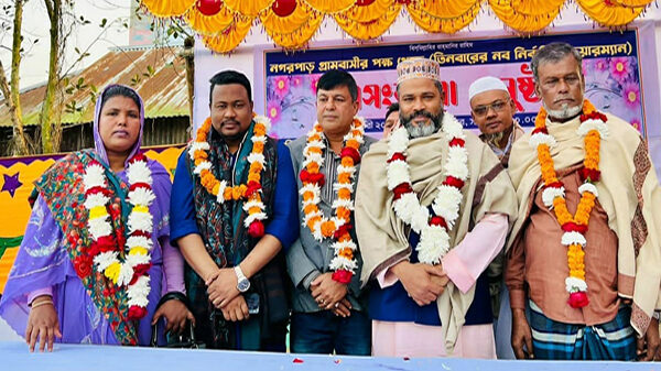 ইউপি নির্বাচনে তৃতীয় বারের মতো নবনির্বাচিত হওয়ায় কাজী আবুল খায়ের চেয়ারম্যানকে গণসংবর্ধনা