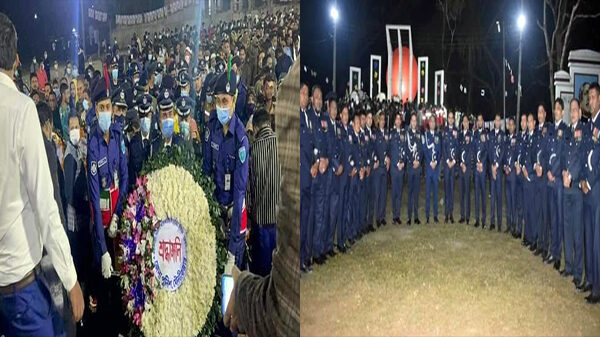 ভাষা শহিদদের মৌলভীবাজার জেলা পুলিশের শ্রদ্ধাঞ্জলি