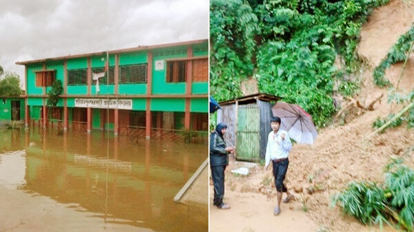 হাকালুকি হাওরে বন্যা, পাহাড়ে ধস