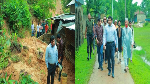 বড়লেখায় টিলাধসের ঝুঁকিপূর্ণ এলাকা পরিদর্শনে উপজেলা নির্বাহী অফিসার