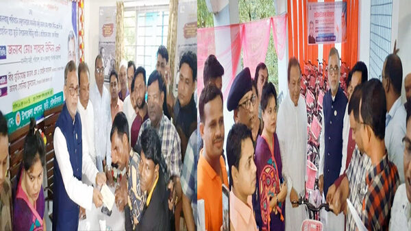 ক্ষুদ্র নৃ-গোষ্ঠীর ছাত্র-ছাত্রীদের মধ্যে শিক্ষাবৃত্তির চেক এবং সাইকেল বিতরণ: পরিবেশমন্ত্রী