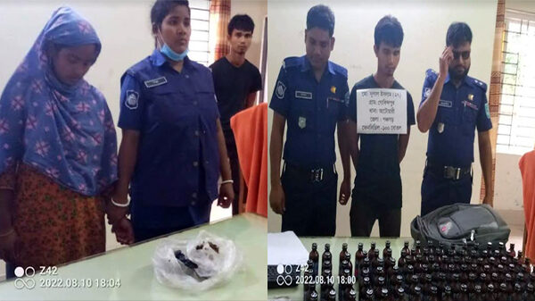 ঠাকুরগাঁওয়ে ১০০ বোতল ফেন্সিডিল ও গাঁজাসহ নারী-পুরুষ গ্রেফতার